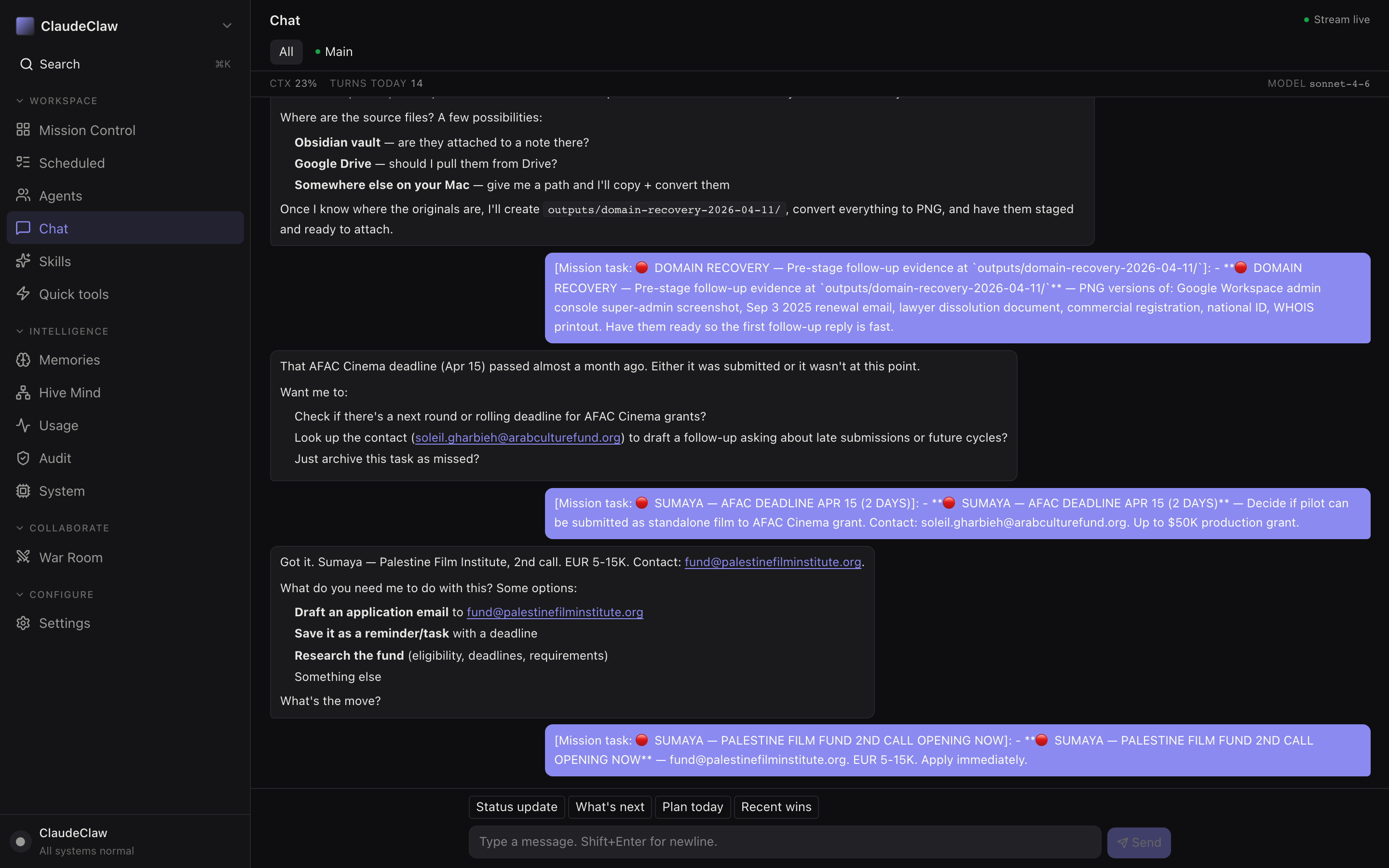 Chat page