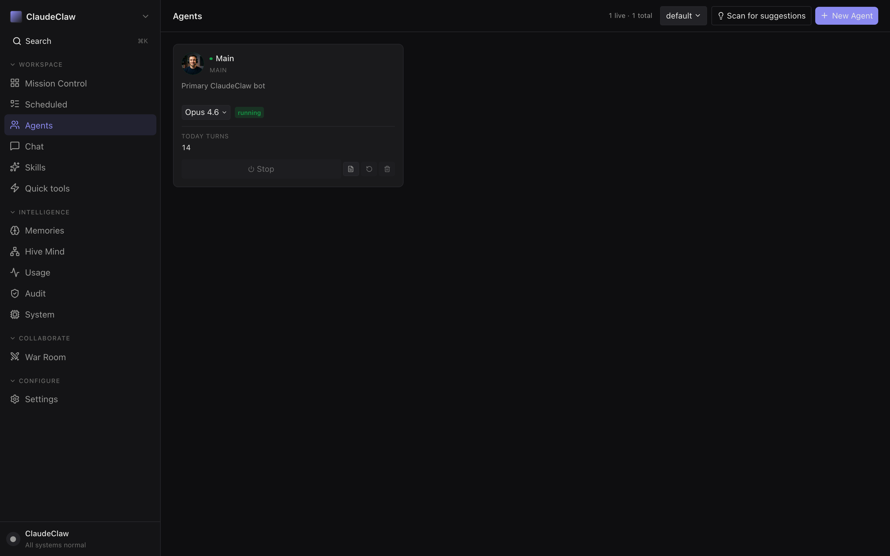 Agents page