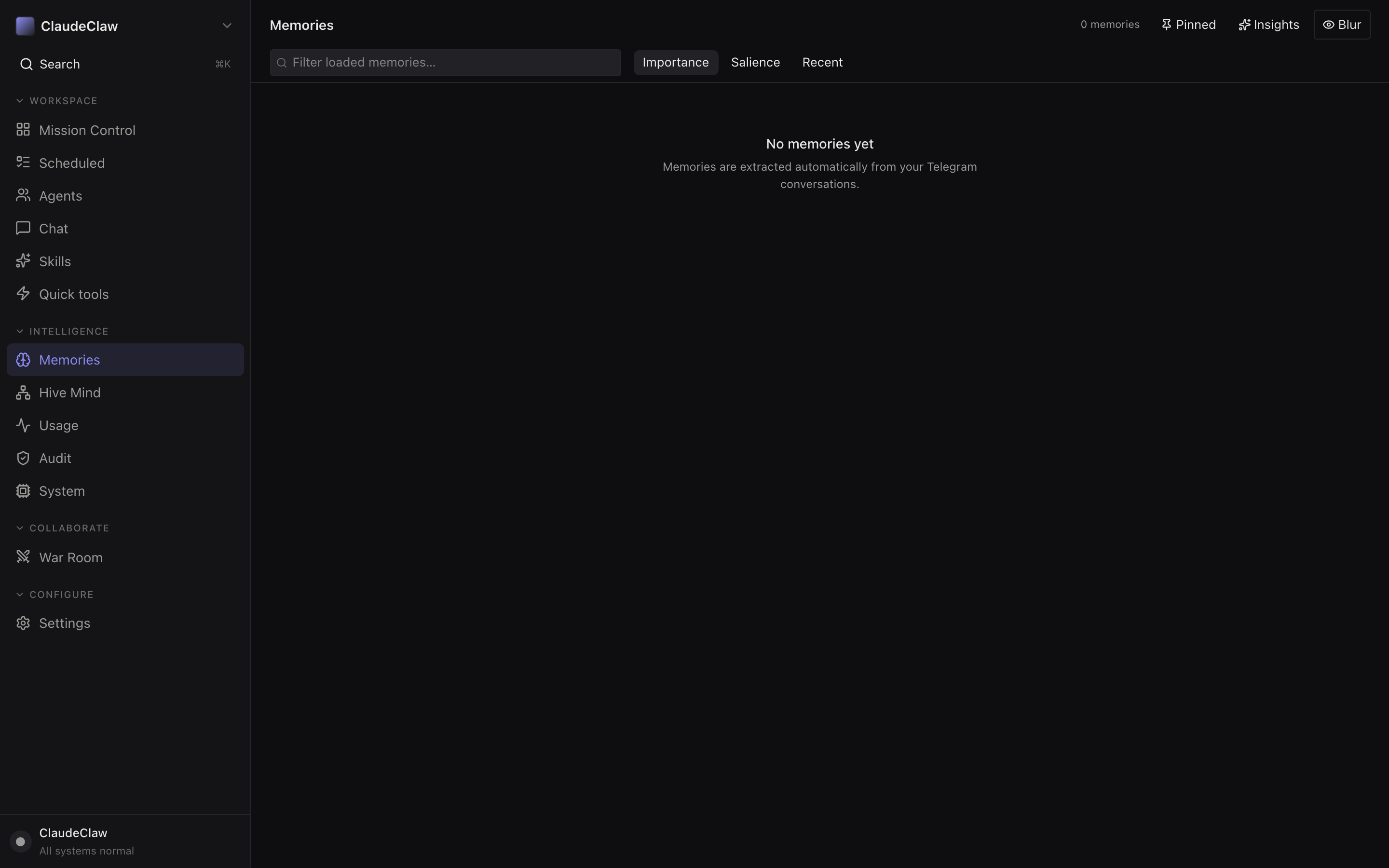 Memories page