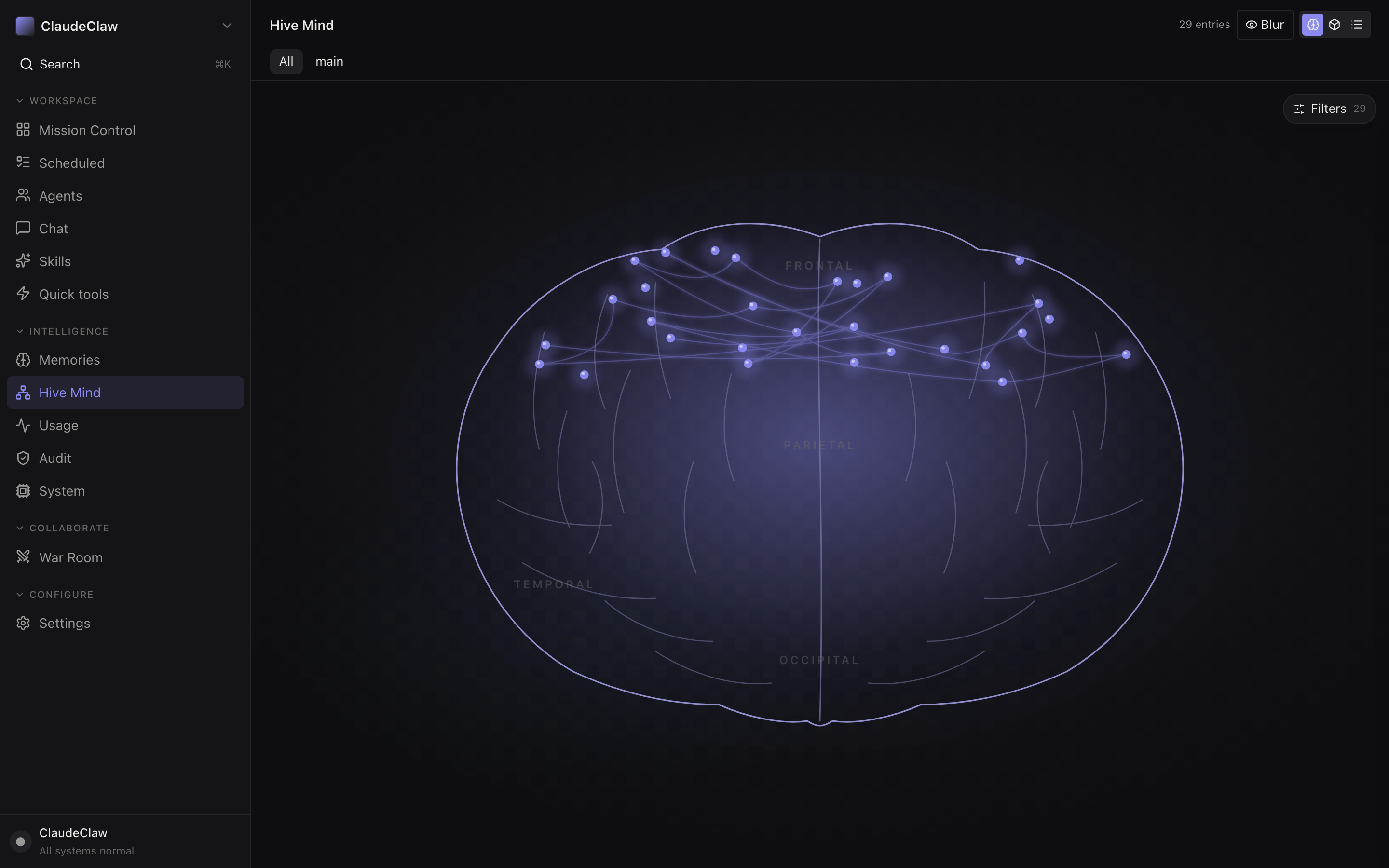 Hive Mind 3D brain